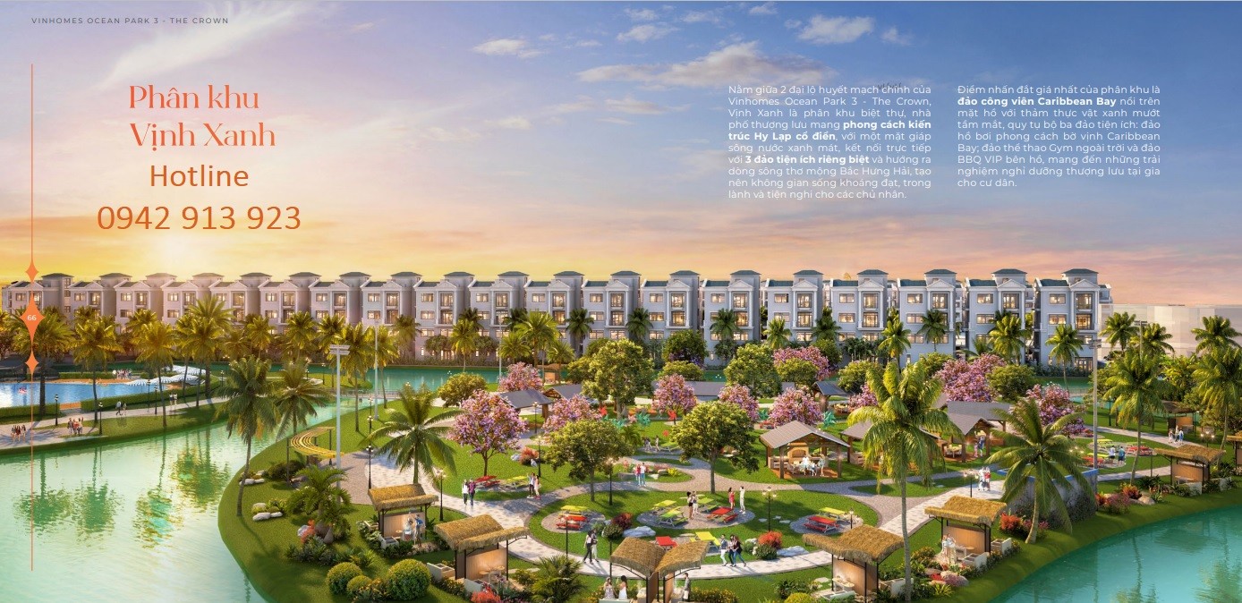 Liền kề, biệt thự phân khu Vịnh Xanh Vinhomes Ocean Park 3 - The Crown giá  Chủ Đầu Tư